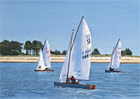 A painting of British Sharpies off to the race at Wells by Margaret Heath RSMA.